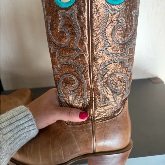 TECOVAS Brown Western Leather Boots size 7 - Picture 14 of 16